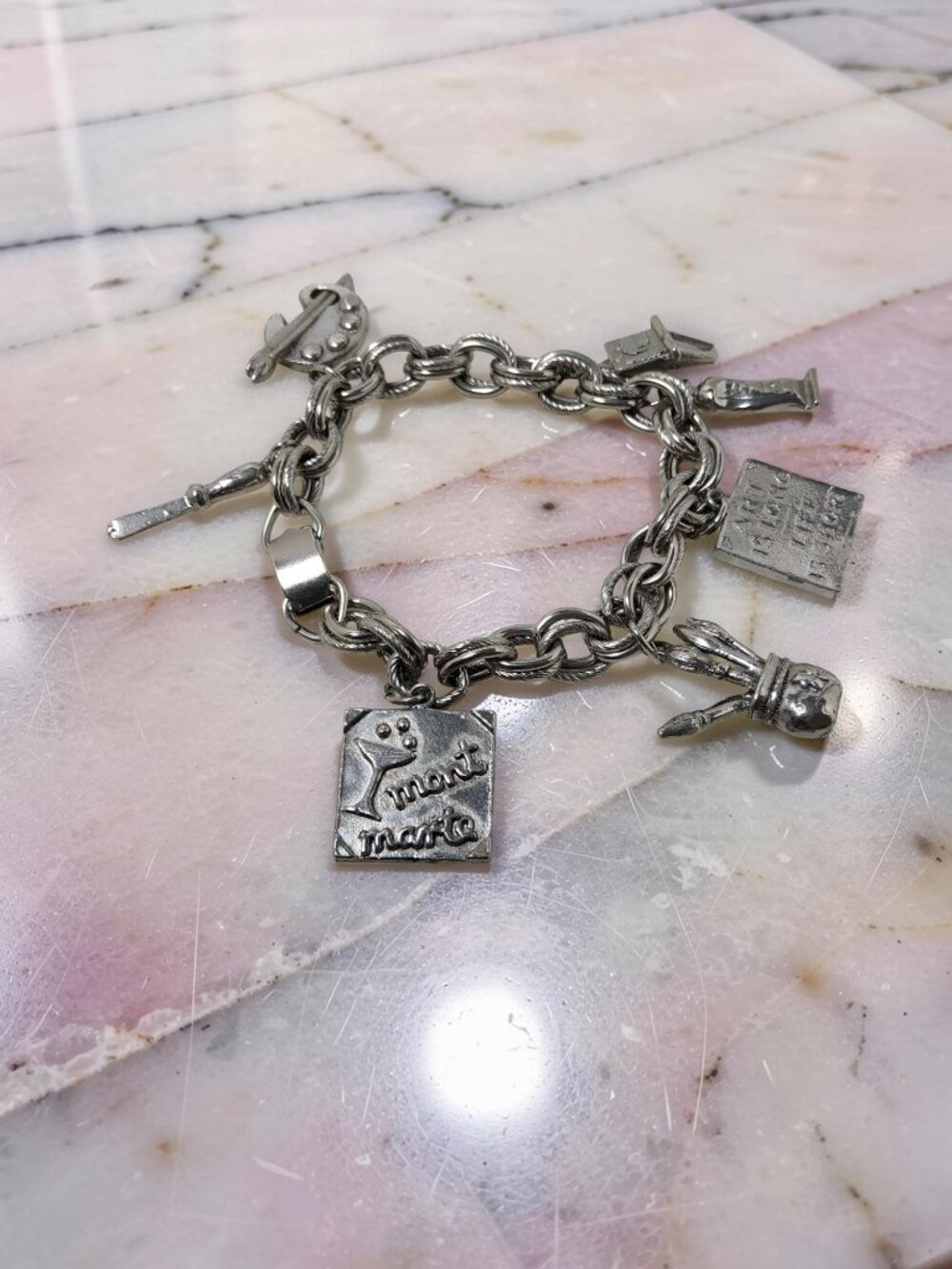 Vintage Unisex Painters Artist Link Multiple Charm Artist Themed Bracelet